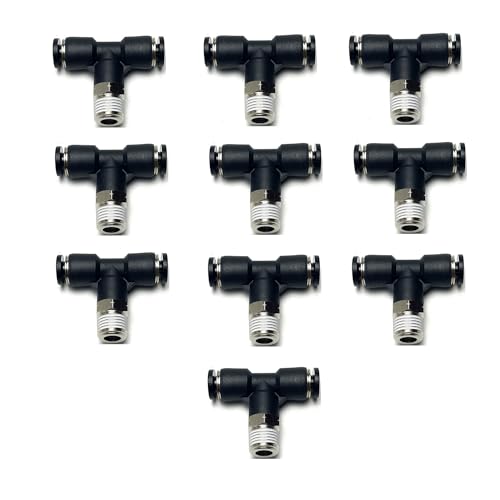 Pneumatic Male Branch Tee 5/32 Inch Tube OD x 1/8 NPT Thread Push to Connect Air line Fitting PT5/32-N1(Pack of 10) - size: 5/32'' OD X 1/8'' NPT