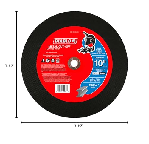 Diablo Metal Cut-Off Disc - 10" Dia, 3/32" Thick, 5/8" Arbor, 1 Hub Type