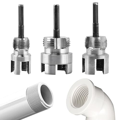 3Pcs PVC Pipe Threading Kit, 1/2, 3/4&1 Inch NPT Dual End PVC Cutting Set