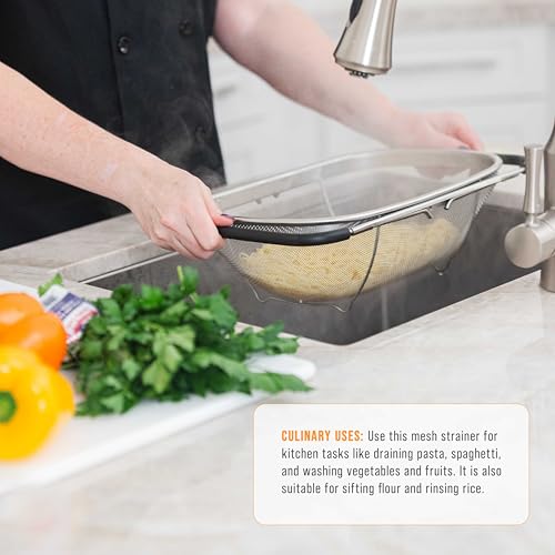 U.S. Kitchen Supply Stainless Steel Colander Strainer - 6-Quart Collapsible