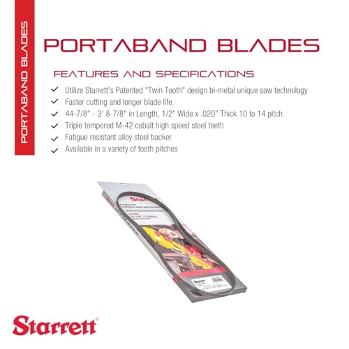 Starrett Univerz Bi-Metal Portaband Saw Blade, 3' 8-7/8" Length, 1/2" Width - style: 10-14 TPI