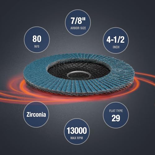 WORKPRO 10-Pack Zirconia Flap Discs, 4-1/2" x 7/8", T29, 80 Grit - style: 80 Grit