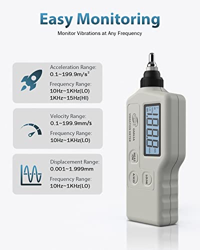 GM63A Handheld Digital Mechanical Vibration Meter, Measurement Acceleration, Velocity, Displacement