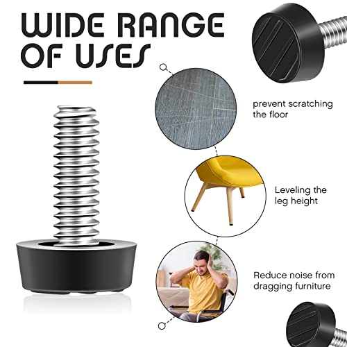 Hotop 1/4-20 UNC Thread Adjustable Furniture Levelers Screw in, 10 Pack