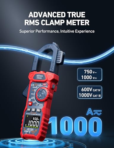 AstroAI Inrush Digital Clamp Meter Multimeter 1000A TRMS 6000 Counts, Amp Voltage Tester with VFD, LOZ Mode; Measures AC/DC Current Voltage Temperature Resistance Capacitance Frequency Continuity NCV - color: Blue, size: 6000 Counts