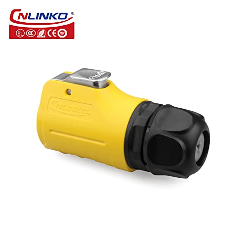 CNLINKO LP-20 Industrial Waterproof Connector IP68 Circular Connector Quick Plugging Aviation Connector Anti-Interference Shell Fast Release Connector M20 2-12 Pin Flange Socket (4 Pin) - size: 4 PIN, style: Yellow/4-Hole Socket