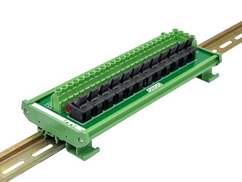 DIN Rail Mount 12 Channel Paddle Switch AC 115V 230V Power Distribution Strip Module - style: Paddle Switch, DIN Rail Mount