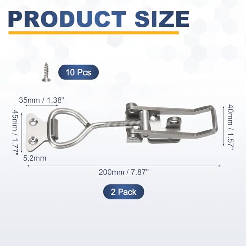HARFINGTON 2pcs 4003 Toggle Latch Clamp Adjustable SUS304 with Lock Hole - color: Silver