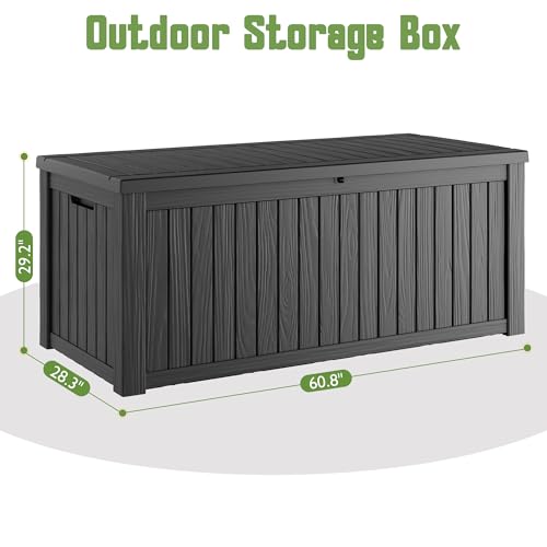 Outdoor Storage Waterproof Deck Box for Patio (230 Gallon, Black) - color: Black, size: 230 Gallon