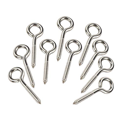 HOME MASTER HARDWARE Stainless Steel Eye Hooks, 10 Pack, Heavy Duty, Rust Resistant, 4.25 Inch, Indoor Outdoor Use - size: 5/16 in x 4-1/4 in