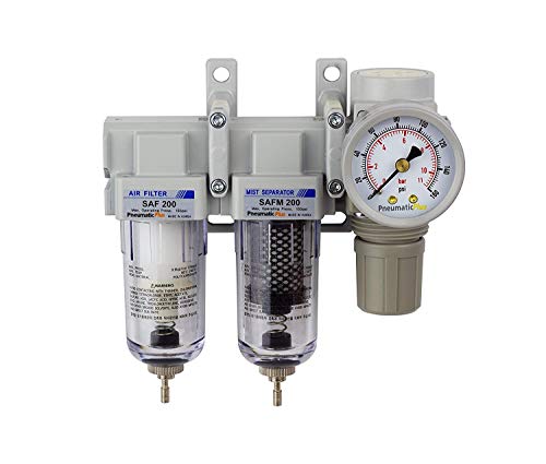 PneumaticPlus SAU230-N02G 3-Stage Air Filter Dryer Regulator, 1/4" NPT