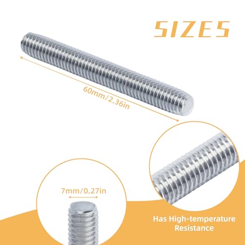 M8 x 60mm Threaded Rod, 5Pcs 304 Steel