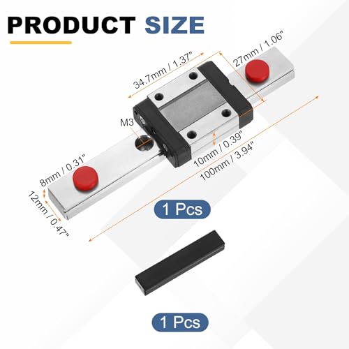 uxcell MGN12 100mm Linear Sliding Rail Guide Linear Motion Guideway - size: 100mm