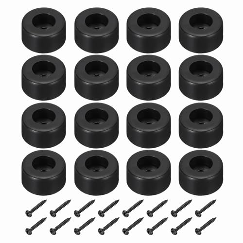 MECCANIXITY Rubber Speaker Isolation Feet,1.5"x0.75" Black Anti-Vibration Base Pad with Screws Amplifier Stand Feet Mat for Electronic Speaker Guitar HiFi Home Theater Sound System, Pack of 16 - size: 1.5"x0.75"