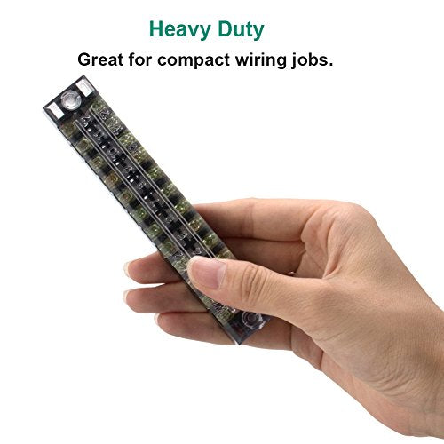 Terminal Block, 12 Circuits 600V 15A Dual Row Screw Terminal Strip, 5 Sets