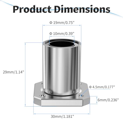 4 Pcs LMK10UU Square Flange Linear Ball Bearings, 10x19x29mm - size: LMK10UU