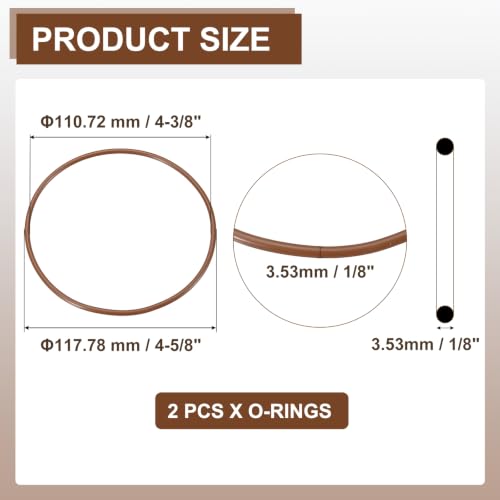 Fluorine Rubber O-Rings 4-5/8" OD, 4-3/8" ID, 1/8" Width 2PCS - size: 4-5/8" OD, 4-3/8" ID, 1/8" Width