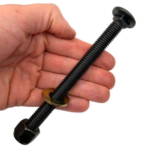 1/2"-13 x 5-1/2" Grade 8 Carriage Bolts (4-Pack) – Heavy-Duty Coarse Thread Bolts with Washers and Nylon Lock Nuts – Round Head Square Neck SAE J429 5.50" Plain Black Finish