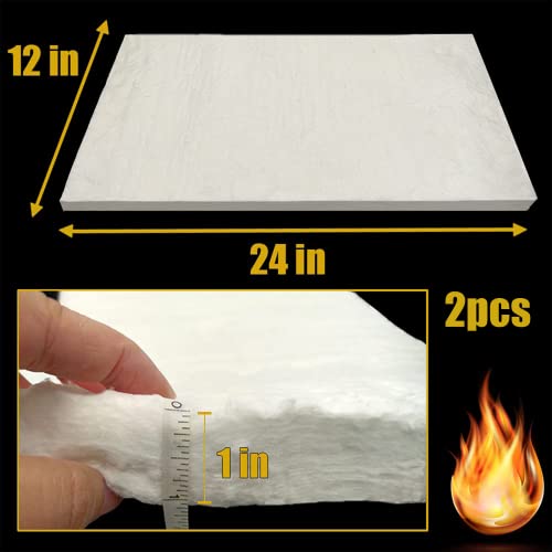 Cedolio 2 PCS 24"x12"x1" (Thick) Ceramic Fiber Blanket Fireproof Insulation - size: 24" x 12" x 1" / 2 pieces
