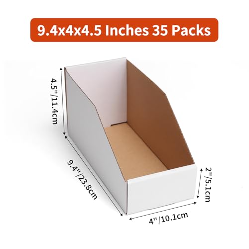 ZBEIVAN Cardboard Storage Bins Boxes 35 Packs 9.4x4x4.5 Inches, Easy Assembly Pantry Organizer Bins for Shelf, White - color: White, size: 9.4x4x4.5 inch