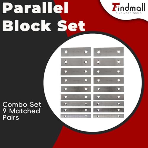 findmall 9 Pair 1/4 x 6 Accuracy Parallel Block Set .0002 Hardened Gage Gauge Tool Set - size: 9 Pair 1/4