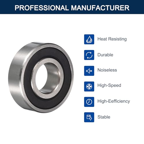6202-2RS Deep Groove Ball Bearings, ID 15mm x OD 35mm x Width 11mm Double Rubber Sealed Ball Bearing Pre-Lubricated Chrome Steel Z2 Lever 10pcs - size: 6202-2RS 15x35x11mm