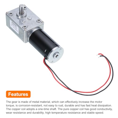 MECCANIXITY DC 12V High Torque Turbine Worm Geared Motor with 8mm Shaft 400RPM Geared Motor with Wire for Electric Fireplace - style: 400 RPM