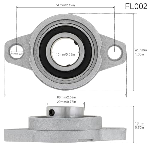 4Pcs KFL002 15mm Inner Bore Mounted Flange Mounted Pillow Block Bearings for Diameter 15mm Linear Shaft Rod T8 Lead Screw - size: KFL002(15mm)