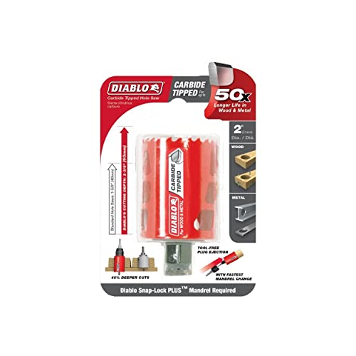 Diablo Carbide Teeth Hole Saw - 2" Diameter, 2-3/8" Length - size: 2 in