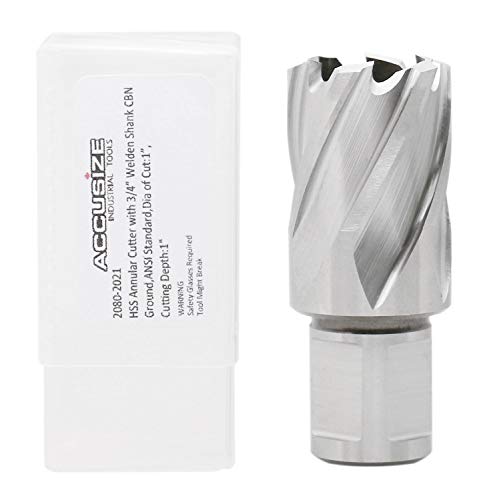 Accusize HSS Annular Cutter 1 x 1 in Cutting Depth, 3/4" Weldon Shank - size: Dia of Cut: 1 in., 3/4 in. Weldon Shank
