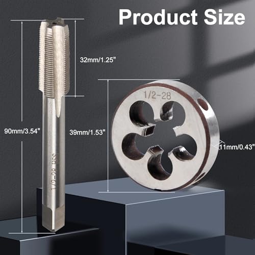 1/2"-28 UNEF Tap and Die Set, 1/2 x 28 HSS Machine Tap Die Set, Right Hand - size: 1/2"-28 UNEF