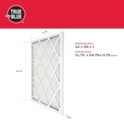 True Blue 12x25x1 MERV 11 Allergen Air Filter (4-Pack) | Electrostatic Pleated HVAC Furnace Air Filter | Replacement Filter for Home Use | Made in USA - size: 12" x 25" x 1"