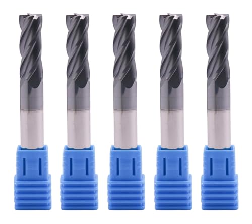 4 Flute Solid Carbide Square End Mill Set(5Pcs, 5/16"), AlTiN Coated - size: 5/16"