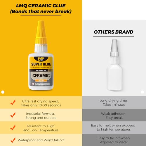 Ceramic Super Glue Liquid, Clear CA Glue for Pottery Porcelain Food Safe - size: 2oz-thin