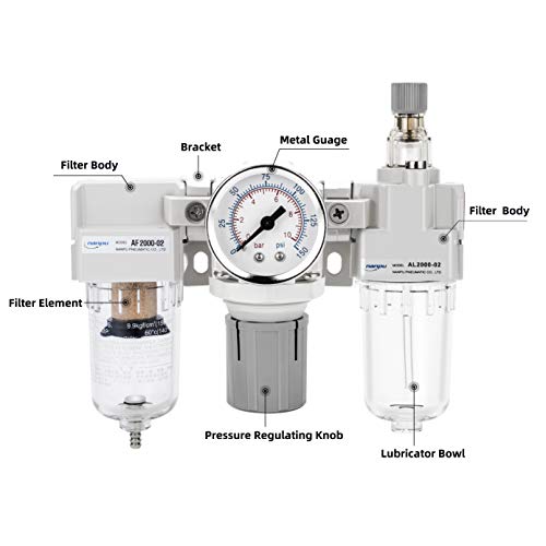 NANPU 1/4" NPT Air Filter, Regulator & Lubricator (FRL) Combo - size: 1/4" NPT