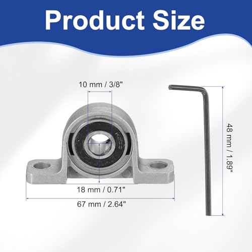 MECCANIXITY Pillow Block Bearing 3/8" (10mm) Bore Vertical Zinc Alloy Steel Mounted Flange Pillow Block Self-Alignment Insert Bearings Housing Pack of 4, KP000 - size: 10mm