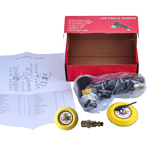 2" & 3" Dual Action Mini Air Sander, Random Orbital Pneumatic Polisher Kit with Pads & Accessories, High Speed Air Angle Sander for Auto Body, Wood, Metal, and Furniture Polishing (Pack of 2) - size: 2" and 3" pad (Pack of 2)