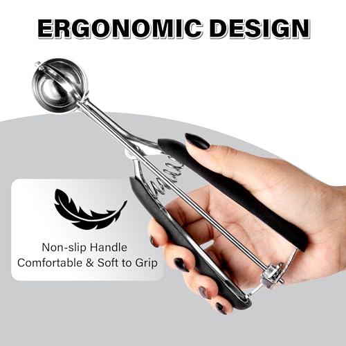 Cookie Scoop 1 Tbsp for Baking, Professional Stainless Steel Ice Cream Scoop 35mm, Melon Baller Meatball Scoop, Good Soft Grips, Quick Trigger Release, 15ml (1 Tablespoon) - size: 1 tbsp (35 mm)