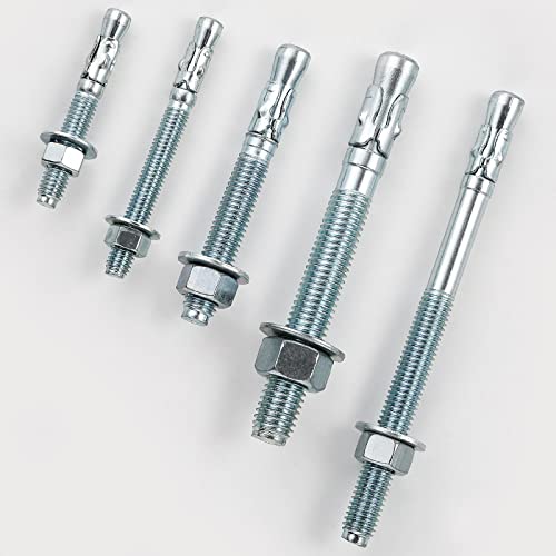 Wensilon 1/2x9 10Pcs Inch Standard Fasteners for Heavy-Duty Zinc Wedge Anchors for Cement and Concrete - size: 1/2x9"