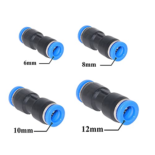Beduan Push to Connect Fitting, 6/8/10/12 mm Tube OD Pneumatic Quick Adapter Tubing Air Hose Line Pipe Fitting 40Pcs For 1/4 5/16 3/8 1/2 Tube OD - size: 6/8/10/12mm (40Pcs)