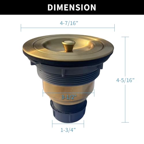 Sink Strainer Kitchen Sink Drain Assembly Kit 3-1/2 Inch with Kitchen Sink Drain Basket,304 Stainless Steel Sink Stopper & Cover Lid,Stainless Steel Gold Color - color: Gold Color