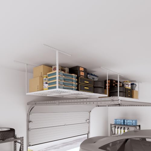 FLEXIMOUNTS 4x6 Overhead Garage Ceiling Storage Rack, 2 Pack, White - color: White, size: 4x6 ft