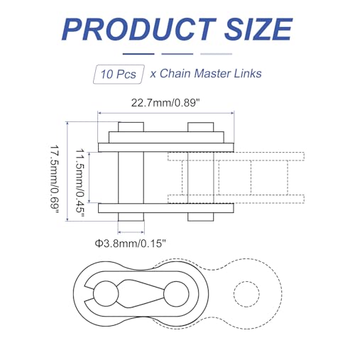 uxcell 10 Pcs #40 Chain Master Connect Links 16.2mm Pitch, Carbon Steel Roller Chain Connector Links, Master Link Replacement for Bike Bicycle Go Kart - size: #40