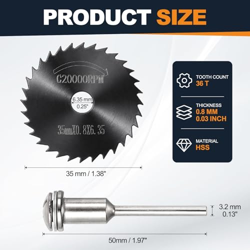 Cutting Wheel Set 2Pcs 1.38" 35mm Diameter HSS Circular Saw Blades - color: Black, size: 1.38"(35mm) Diameter, 0.13"(3.2mm) Round Shank