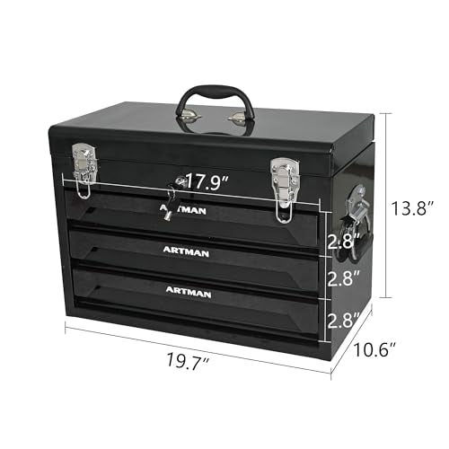 439 Piece Mechanics Tool Set, 3 Drawer 4-Tier Heavy Duty Metal Box with Household Tool Kit, Portable Tool Organizer Case for Auto Repair, Garage,Warehouse,Workshop,Repair Shop (Black) - color: Black