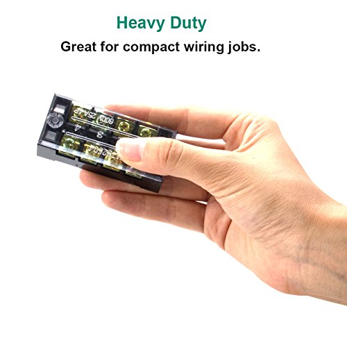 Terminal Block, 4 Circuits 600V 25A Dual Row Screw Terminal Strip, 6 Sets