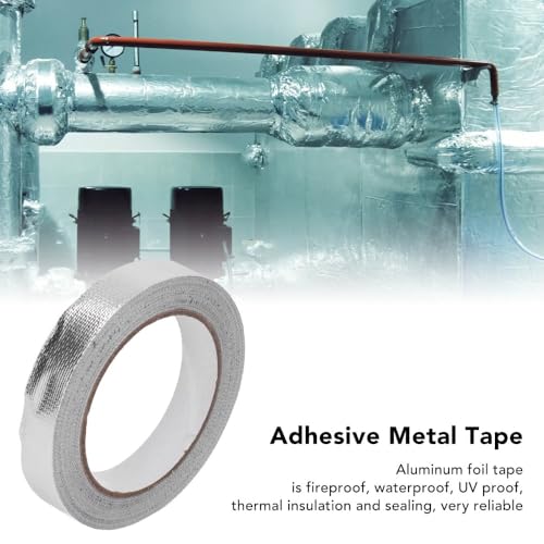 Aluminum Foil Tape 20m x 20mm – Heat Resisting Adhesive Metal Tape for Hot Cold HVAC Duct Repair, Thermal Insulation & Water Proof Sealing