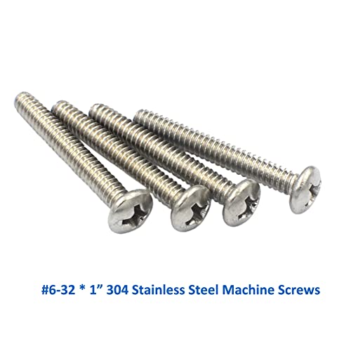 DGOL 145 pcs 304 Stainless Steel #6-32 Machine Screws Assortment Kit, Bolt, Fully Thread, Phillips Drive, Mix 4 Length (3/4, 1, 1-1/2, 2 inch) - size: #6-32 Kit