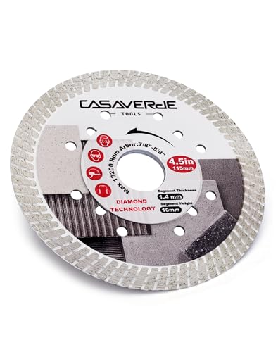 Casaverde Super Thin 4.5" Ceramic Cutting Diamond Blade - Porcelain Tile Blade Cut on Hard Tile,Ceramic,Marble,Granite,Porcelain - size: 4.5 inch
