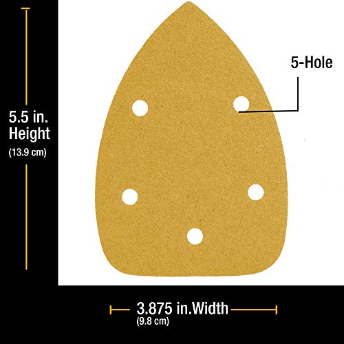 Dura-Gold Mouse Detail Sander Sandpaper Sanding Sheets, 5 Hole, 40 Grit - size: 40-Grit